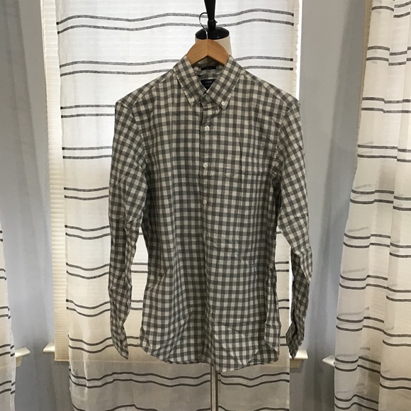 J. Crew Other - NWT J.Crew Men Size Slim SM Heathered Cotton Front Button Gray Checkered Shirt